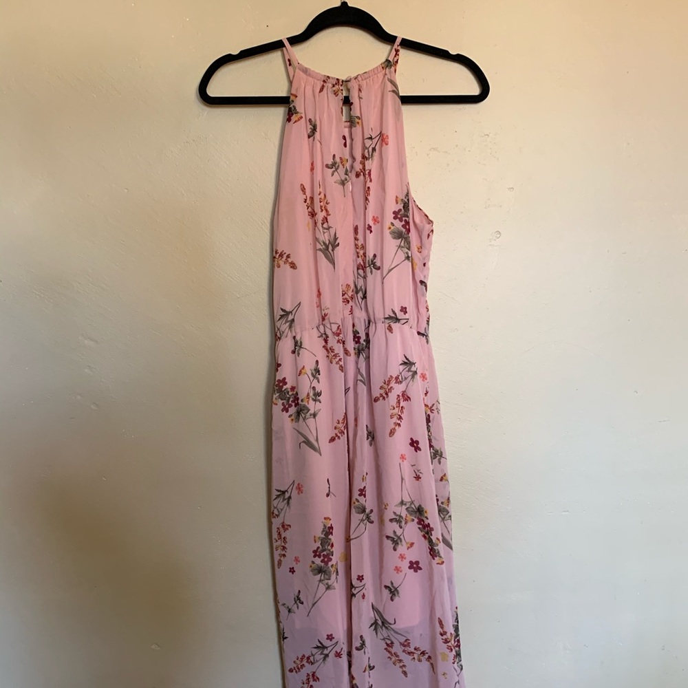 High neck sleeveless floral dress